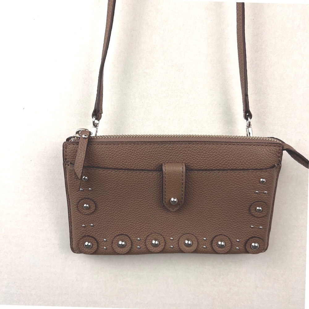 Kate Spade Alegra Larchmont Avenue Studded Crossbody Bag Light Walnut